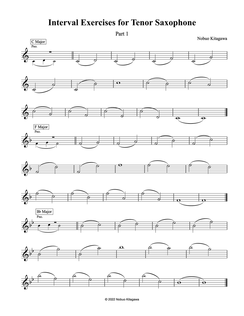 Interval Exercises for Tenor SaxophonePart 1 テナーサックスの為の音程練習曲Part 1