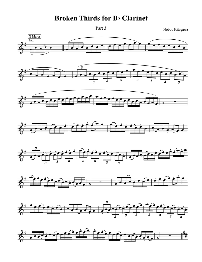 Broken Thirds for B-flat Clarinet—Part 3　B クラリネットの為の分散3度練習曲—Part 3