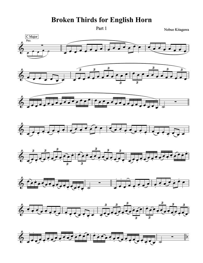 Broken Thirds for English Horn—Part 1　コーラングレの為の分散3度練習曲—Part 1
