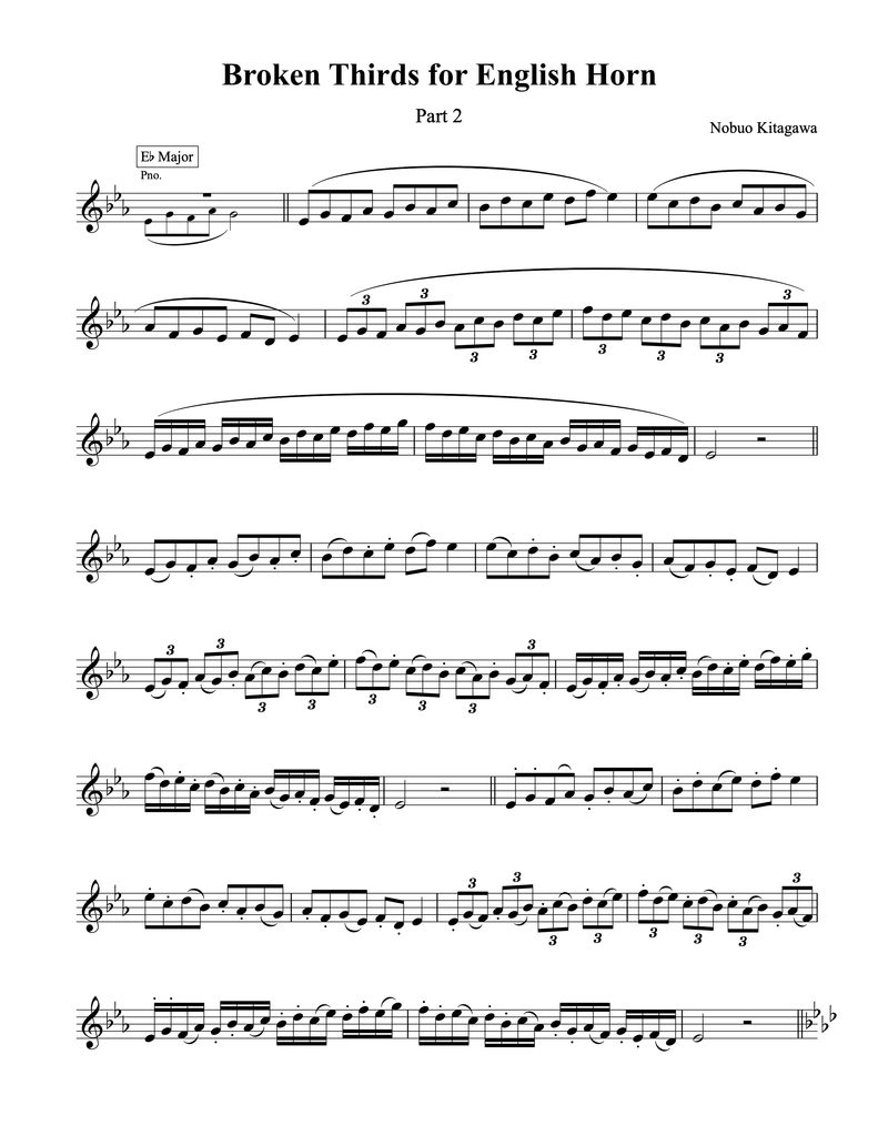 Broken Thirds for English Horn—Part 2　コーラングレの為の分散3度練習曲—Part 2