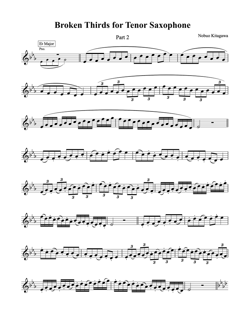 Broken Thirds for Tenor Saxophone—Part 2　テナーサックスの為の分散3度練習曲—Part 2