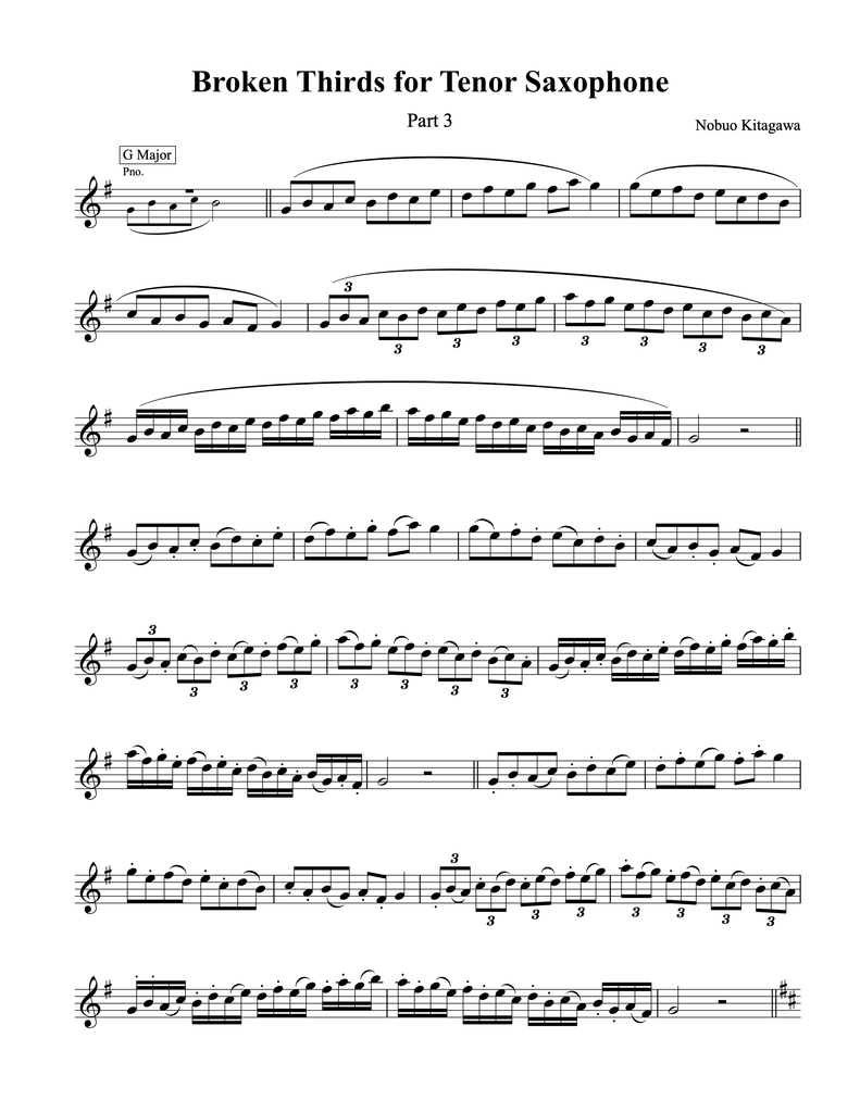 Broken Thirds for Tenor Saxophone—Part 3　テナーサックスの為の分散3度練習曲—Part 3