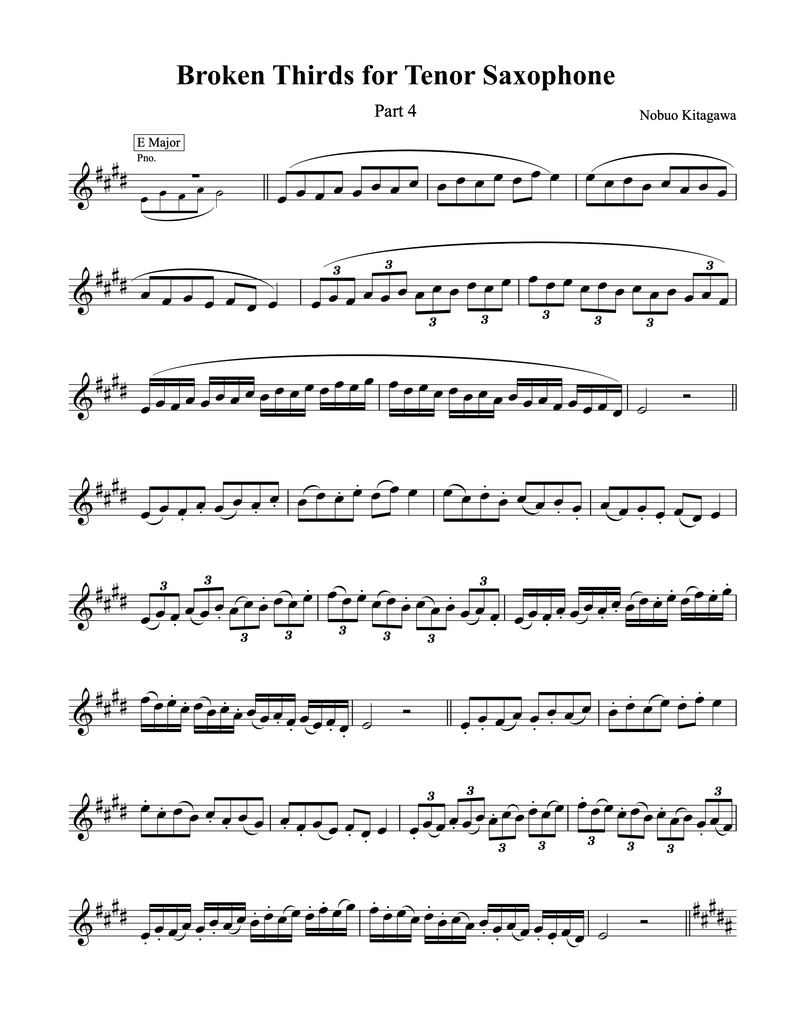 Broken Thirds for Tenor Saxophone—Part 4　テナーサックスの為の分散3度練習曲—Part 4