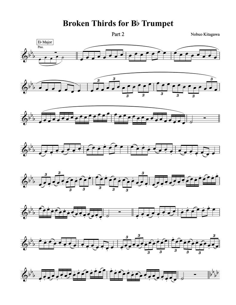 Broken Thirds for B-flat Trumpet—Part 2　 トランペットの為の分散3度練習曲—Part 2