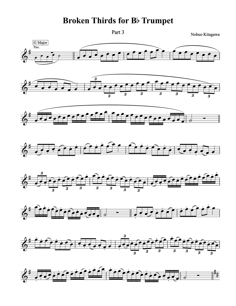 Broken Thirds for B-flat Trumpet—Part 3　 トランペットの為の分散3度練習曲—Part 3
