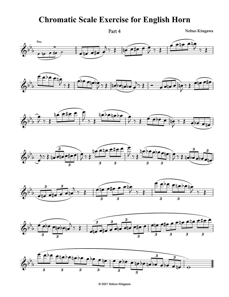 Chromatic Scale Exercises for English Horn–Part 4　コーラングレの為の半音階練習曲–Part 4
