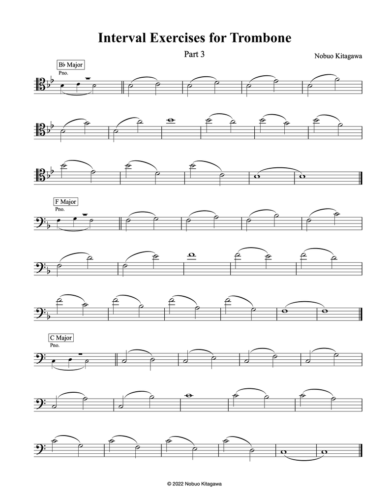 Interval Exercises for Trombone–Part 3　トロンボーンの為の音程練習曲–Part 3