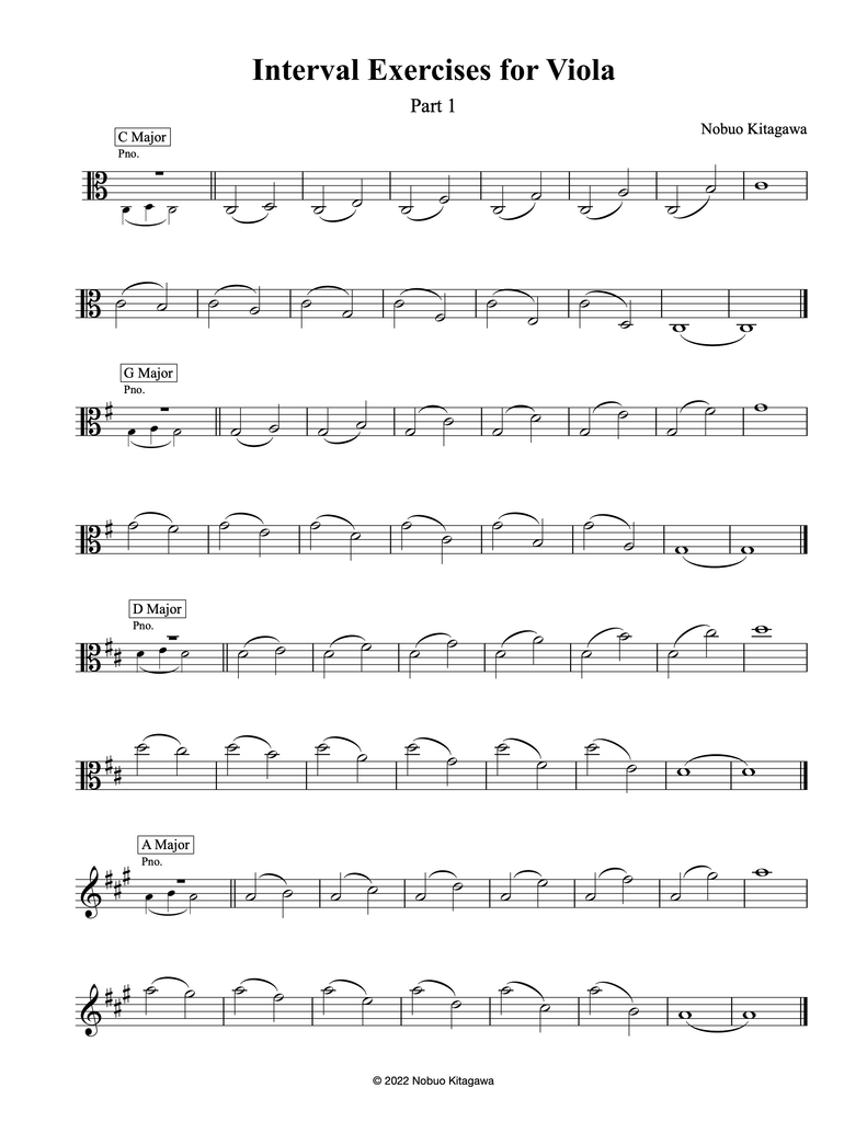 Interval Exercises for Viola–Part 1　ビオラの為の音程練習曲–Part 1