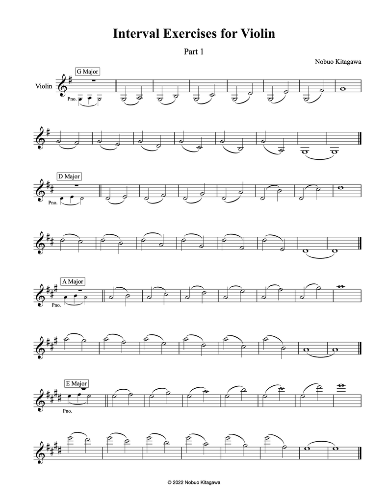 Interval Exercises for Violin–Part 1　バイオリンの為の音程練習曲–Part 1