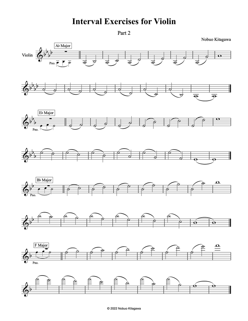 Interval Exercises for Violin–Part 2　バイオリンの為の音程練習曲–Part 2