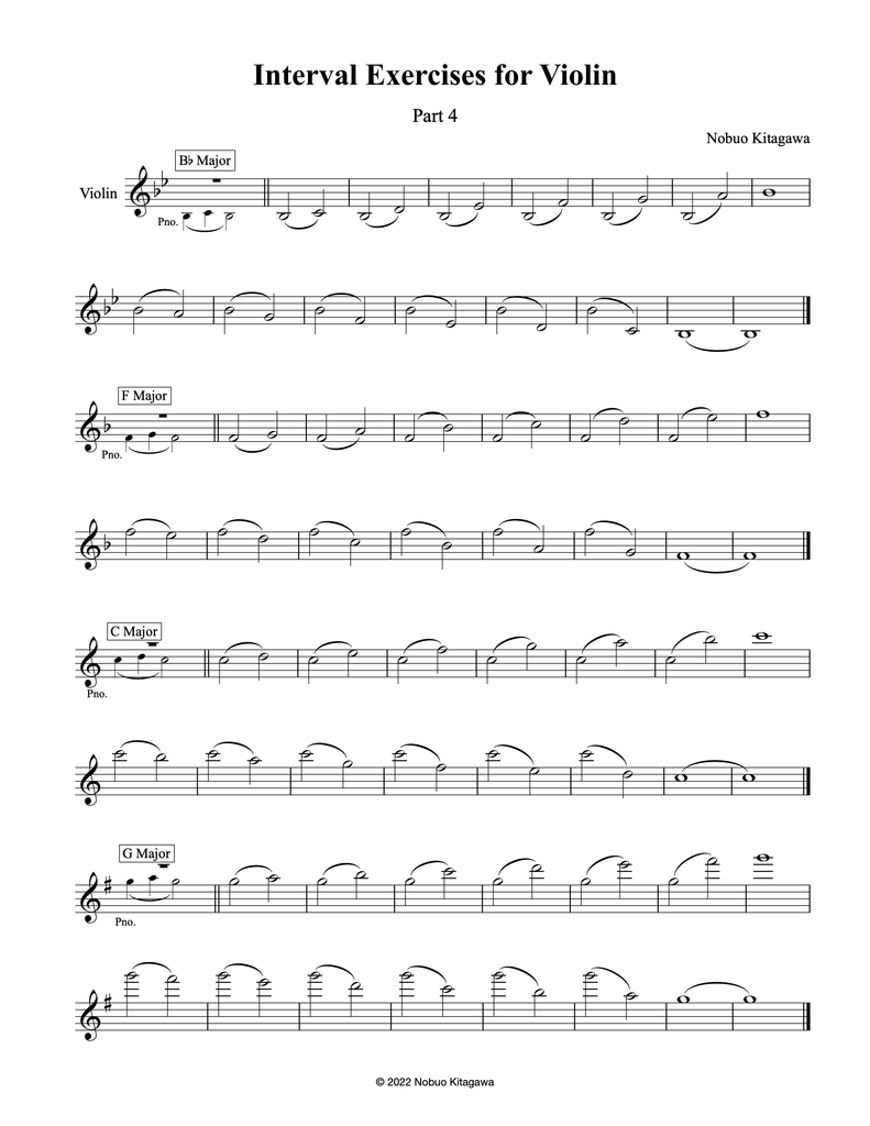 Interval Exercises for Violin–Part 4　バイオリンの為の音程練習曲–Part 4