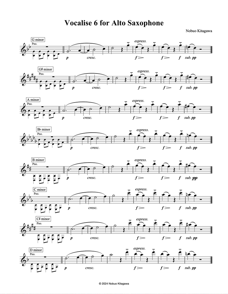Vocalise 6 For Alto Saxophone　アルトサックスの為のヴォカリーズ６