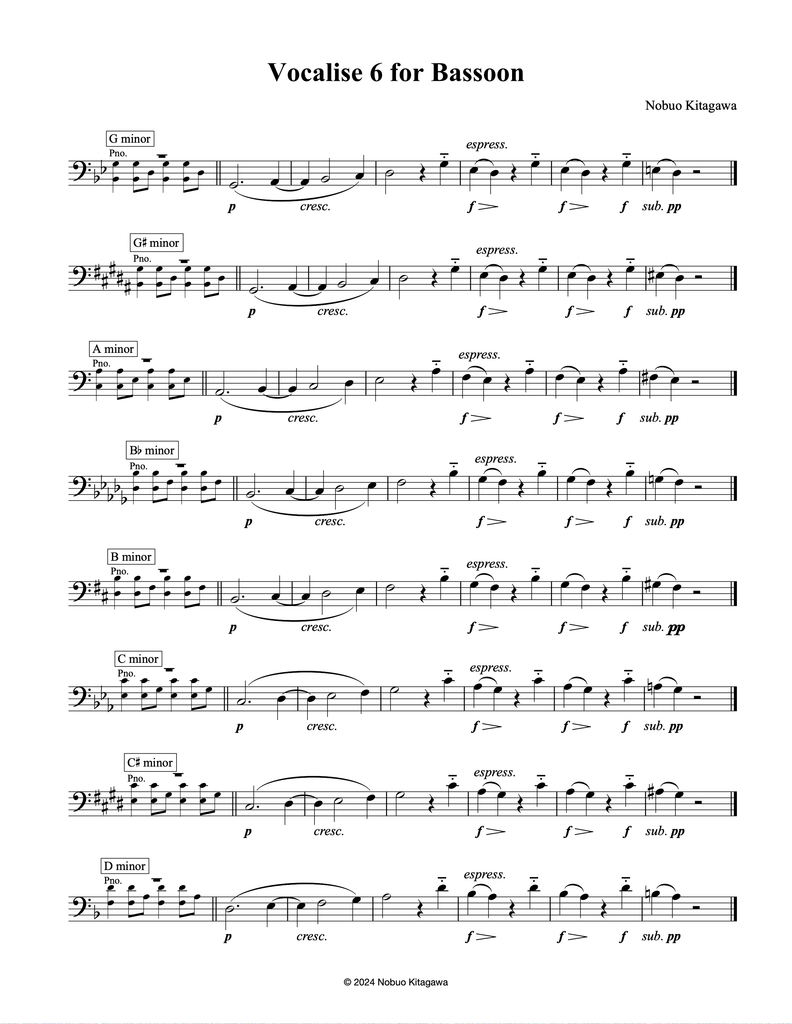 Vocalise 6 For Bassoon　ファゴットの為のヴォカリーズ６