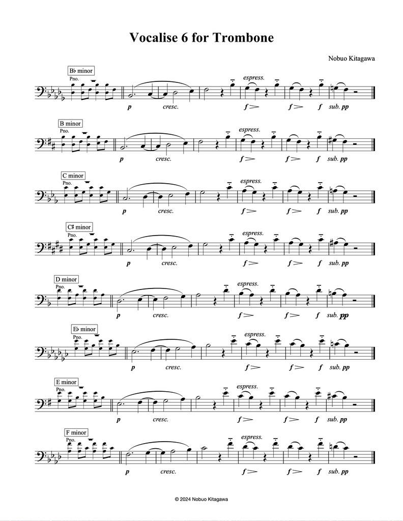 Vocalise 6 For Trombone　トロンボーンの為のヴォカリーズ６