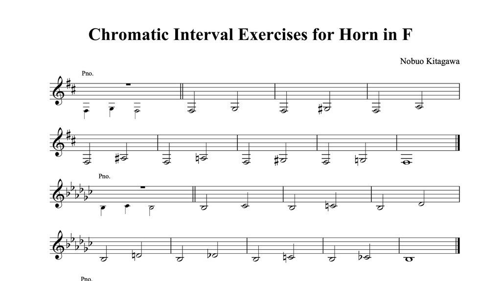 Chromatic Interval Exercises for Horn　ホルンの為の半音階音程練習曲