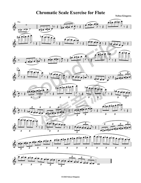 Chromatic Scale Exercise for Flute (sound file)　フルートの為の半音階練習曲（伴奏音源）