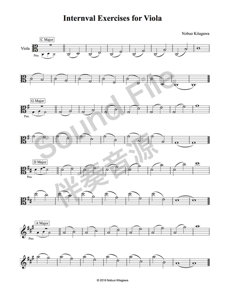 Interval Exercises for Viola (sound file)　ビオラの為の音程練習曲（伴奏音源）