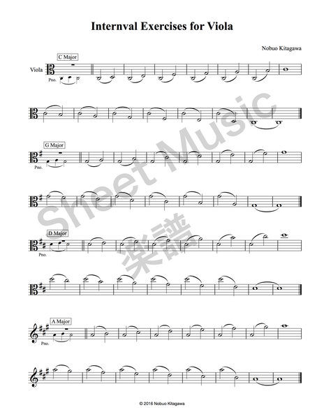 Interval Exercises for Viola (sheet music)　ビオラの為の音程練習曲（楽譜）