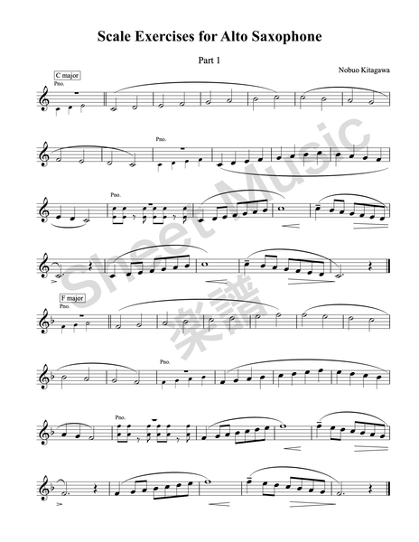 Major Scales for Alto Saxophone (sheet music) アルトサックスの為の長音階練習曲（楽譜）