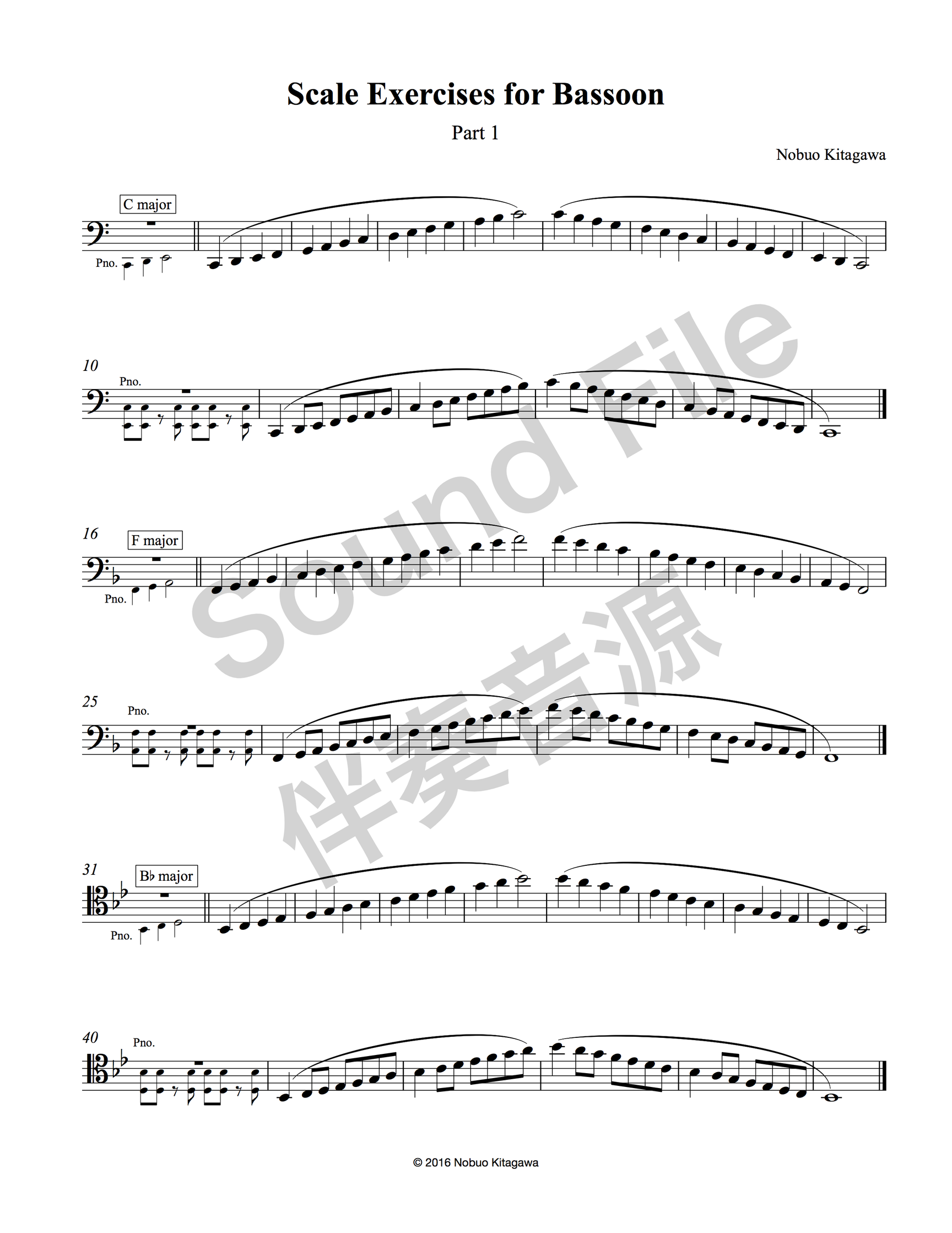 Major Scales for Bassoon (sound file) ファゴットの為の長音階練習曲（伴奏音源） NK Music Lab