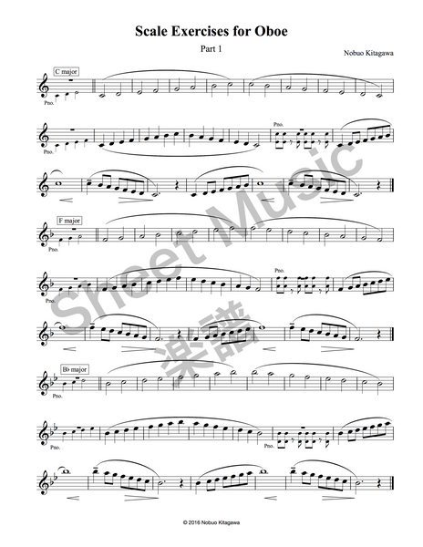 Major Scales for Oboe (sheet music)　オーボエの為の長音階練習曲（楽譜）